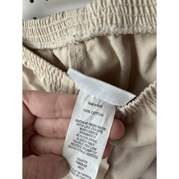 Blair Women's M Pull On Elastic Waist Crop Ankle Chino Pants Beige 100% Cotton - Picture 4 of 5